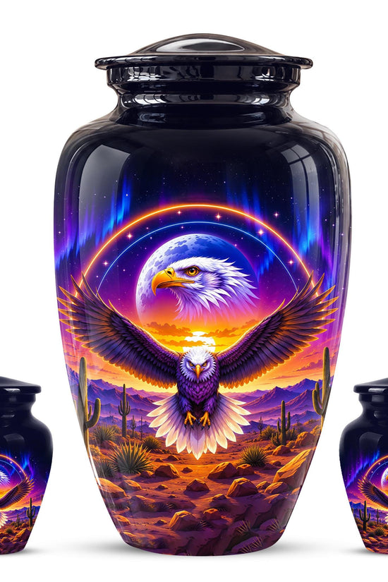 Bald Eagle Cremation Urn for Ashes - Colorful Desert Sunset Memorial Urn