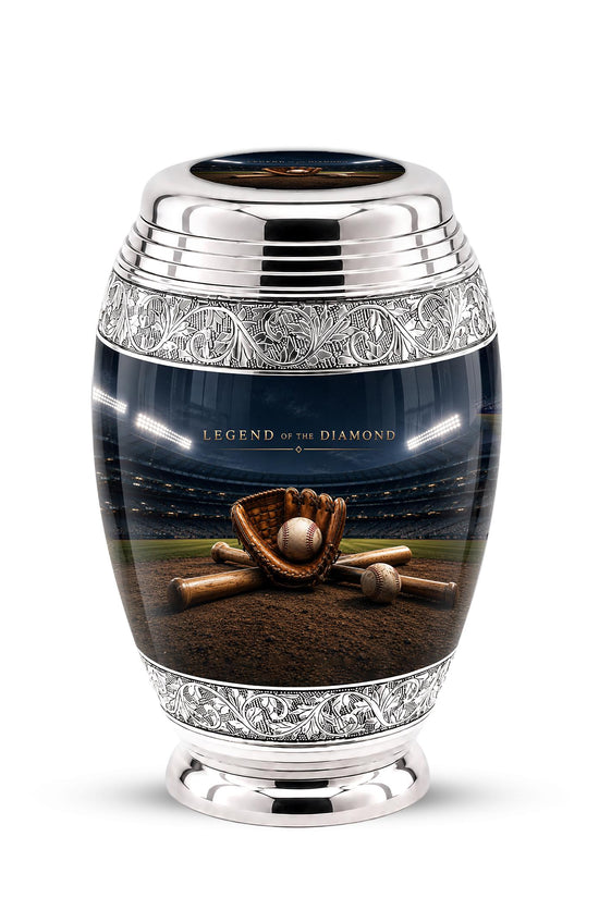 Baseball Cremation Urn for Ashes - Baseball Glove and Bat Memorial Urn