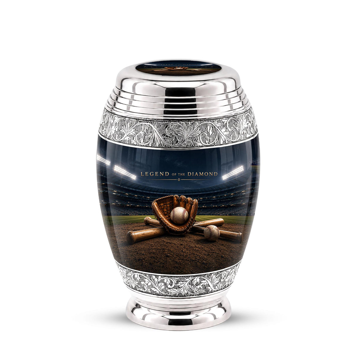 Baseball Cremation Urn for Ashes - Baseball Glove and Bat Memorial Urn