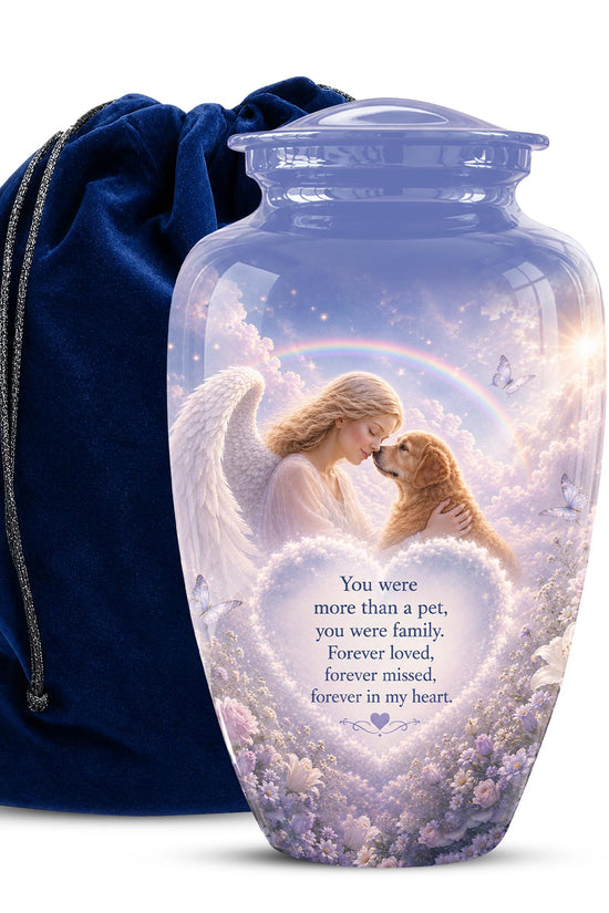 Personalized Angel Rainbow Dog Cremation Urn - 200 Cubic  Inch Pet Memorial Ashes