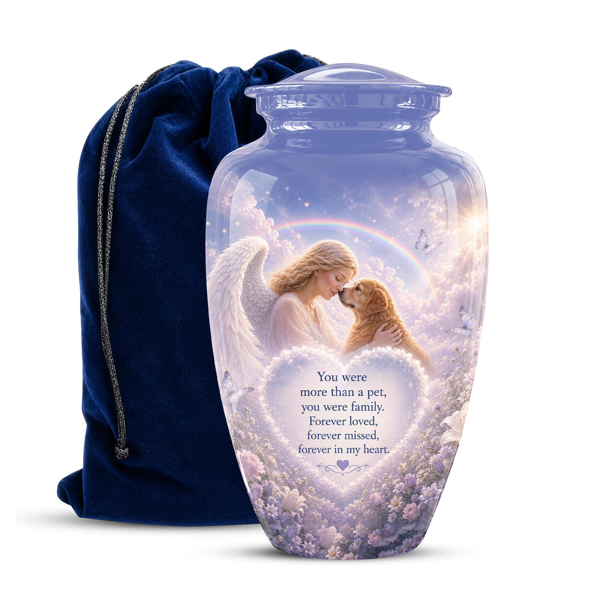 Personalized Angel Rainbow Dog Cremation Urn - 200 Cubic  Inch Pet Memorial Ashes