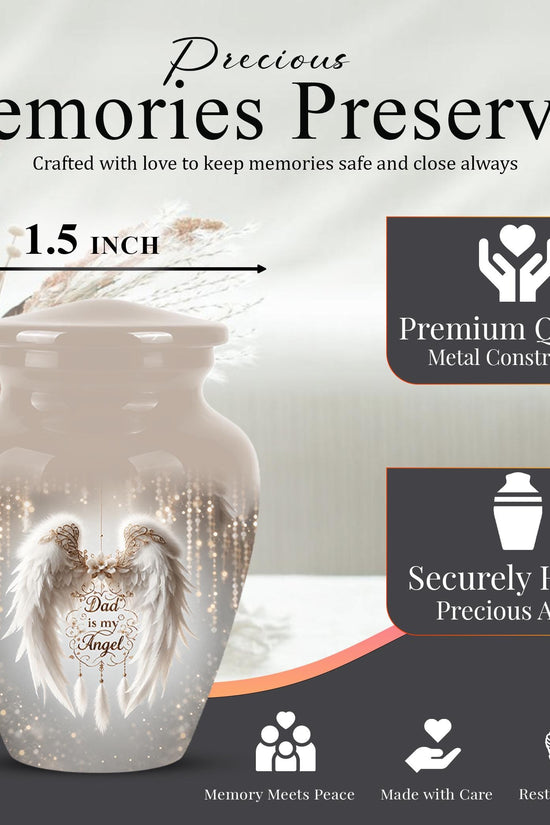 Personalized Dad Memorial Urn - Angel Wings Funeral Urns