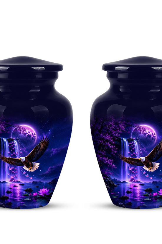 Eagle Cremation Urn for Ashes - Purple Waterfall Bald Eagle Memorial Urn