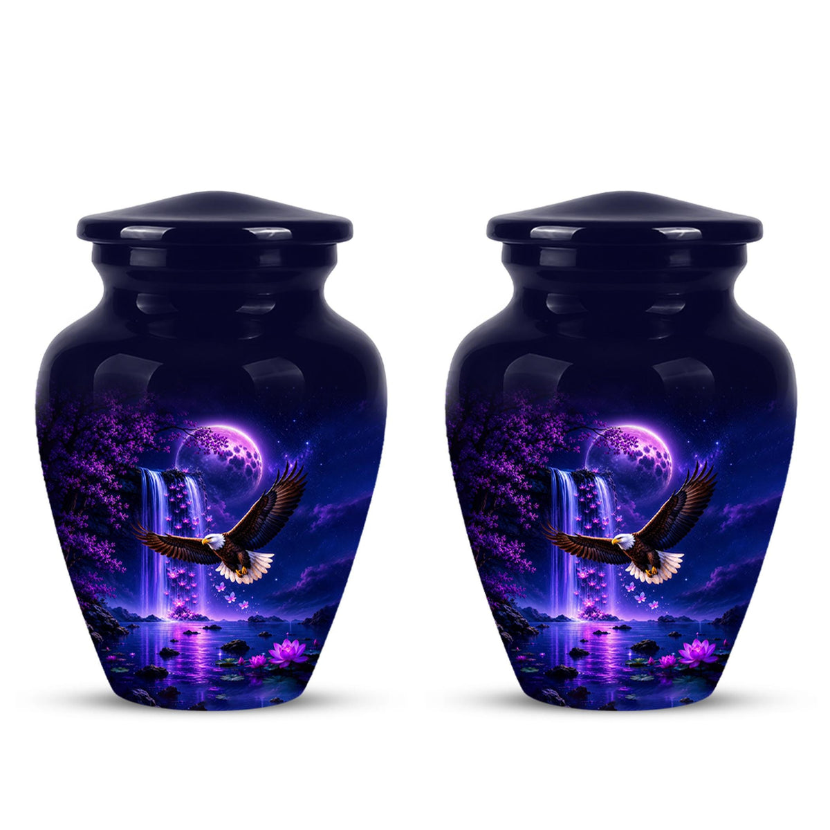 Eagle Cremation Urn for Ashes - Purple Waterfall Bald Eagle Memorial Urn