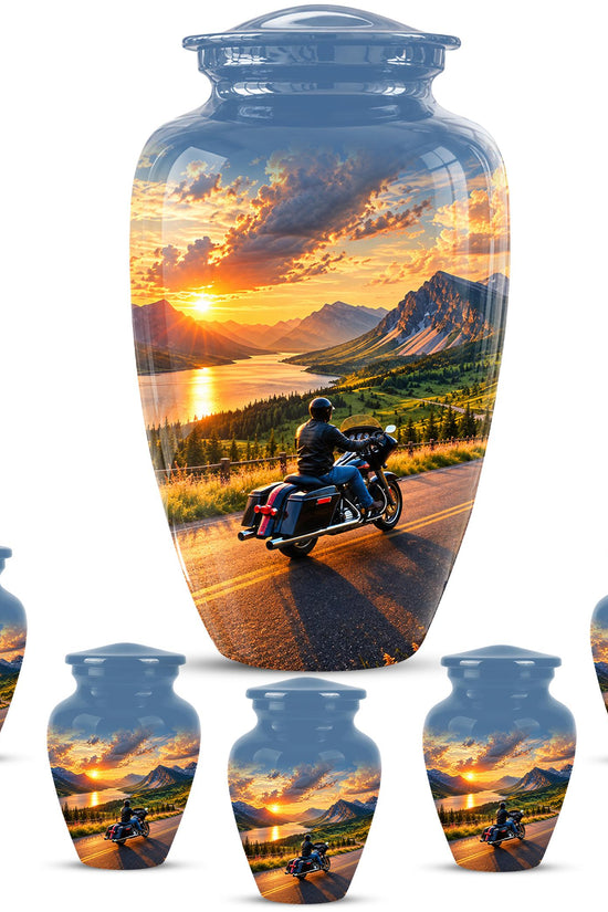 Personalized Motorcycle Cremation Urn, Memorial Urn for Ashes, Mountain Road Biker Tribute, 200 Cubic