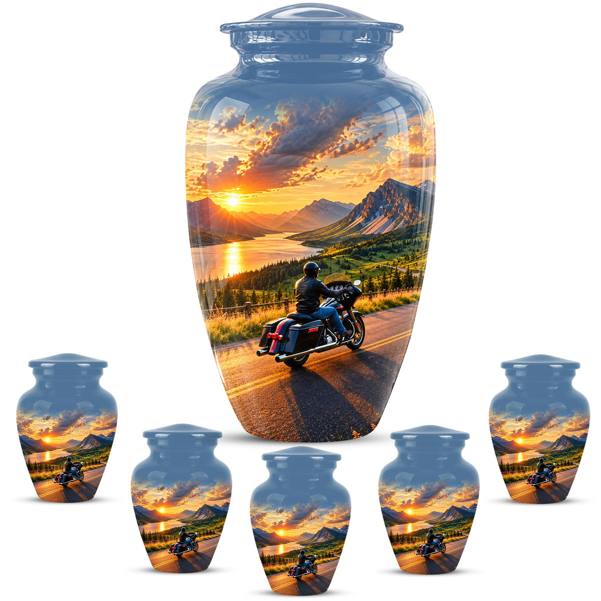 Personalized Motorcycle Cremation Urn, Memorial Urn for Ashes, Mountain Road Biker Tribute, 200 Cubic