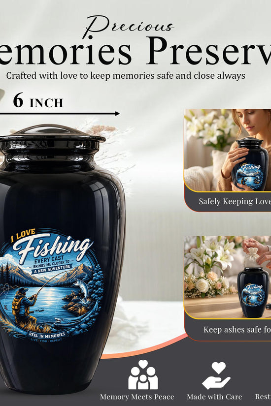 Personalized Fishing Memorial Urn - Adults Ashes For Male