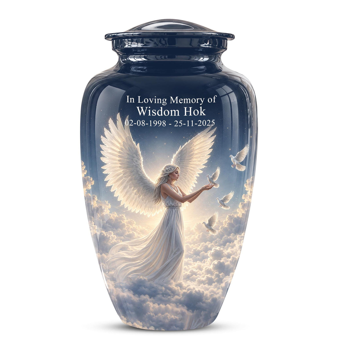 Personalized Angel Cremation Urn for Ashes - Female Angel Dove Memorial Urn