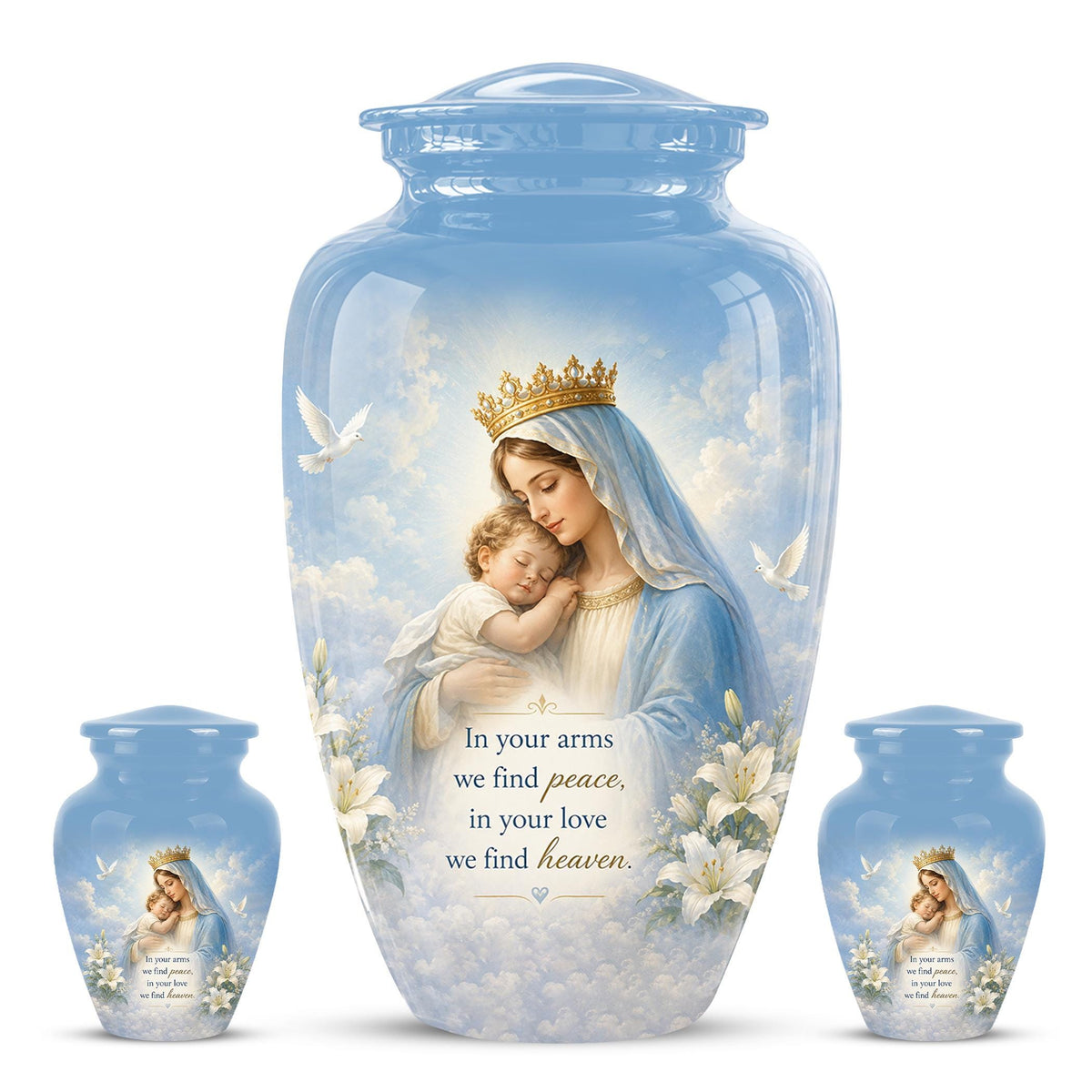 Angel Mom Cremation Urn - Blue Dove Memorial Ashes Container