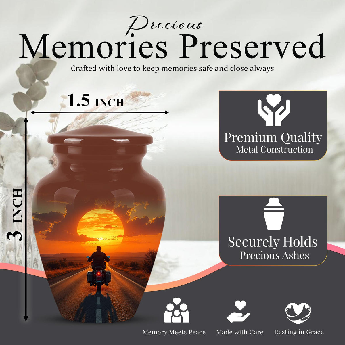Motorcycle Cremation Urn ? Sunset Ride Memorial Tribute for Adults