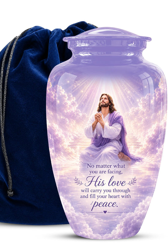 Christian Jesus Urn for Human Ashes, Memorial Keepsake, Religious Funeral Tribute