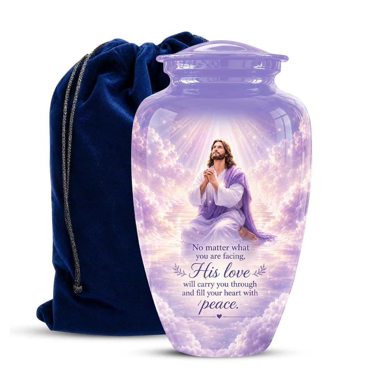 Christian Jesus Urn for Human Ashes, Memorial Keepsake, Religious Funeral Tribute