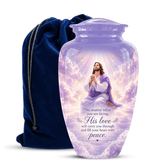 Christian Jesus Urn for Human Ashes, Memorial Keepsake, Religious Funeral Tribute