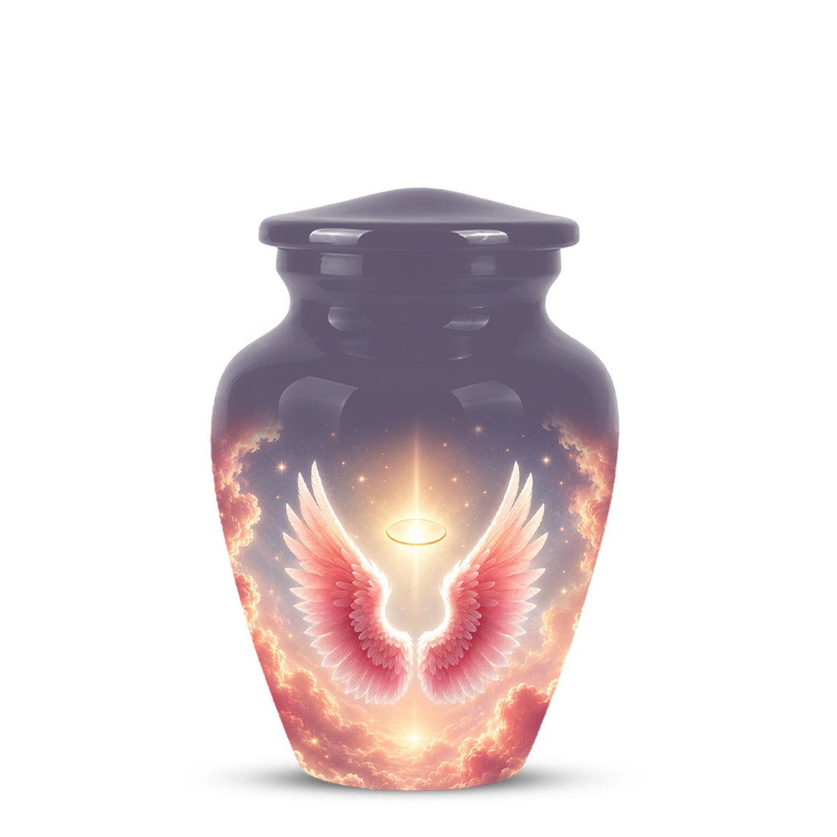 Pink Angel Wings Memorial Urn - Personalized Heavenly Cremation Urn