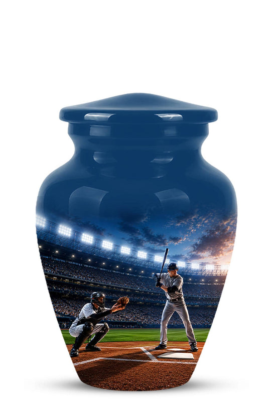Baseball Cremation Urn for Ashes - Baseball Player and Catcher Memorial Urn