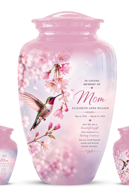 Personalized Hummingbird Memorial Urn for Mom - Keepsake Cremation Ashes Tribute