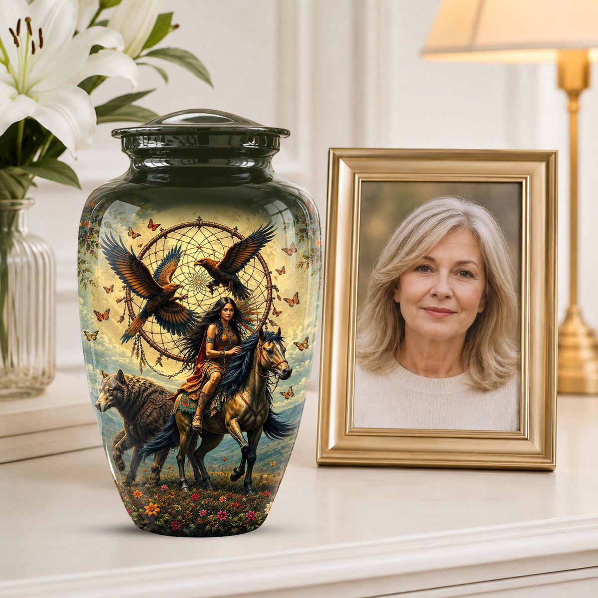 Personalized Urns for Human Ashes Adult - Native American Urn for Ashes