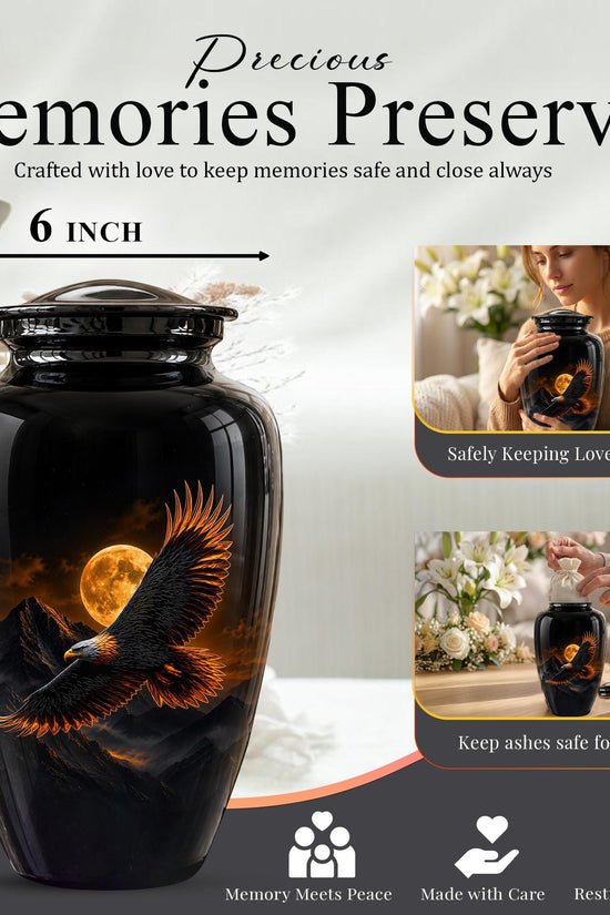 Eagle Cremation Urn for Ashes - Black Bald Eagle Memorial Urn