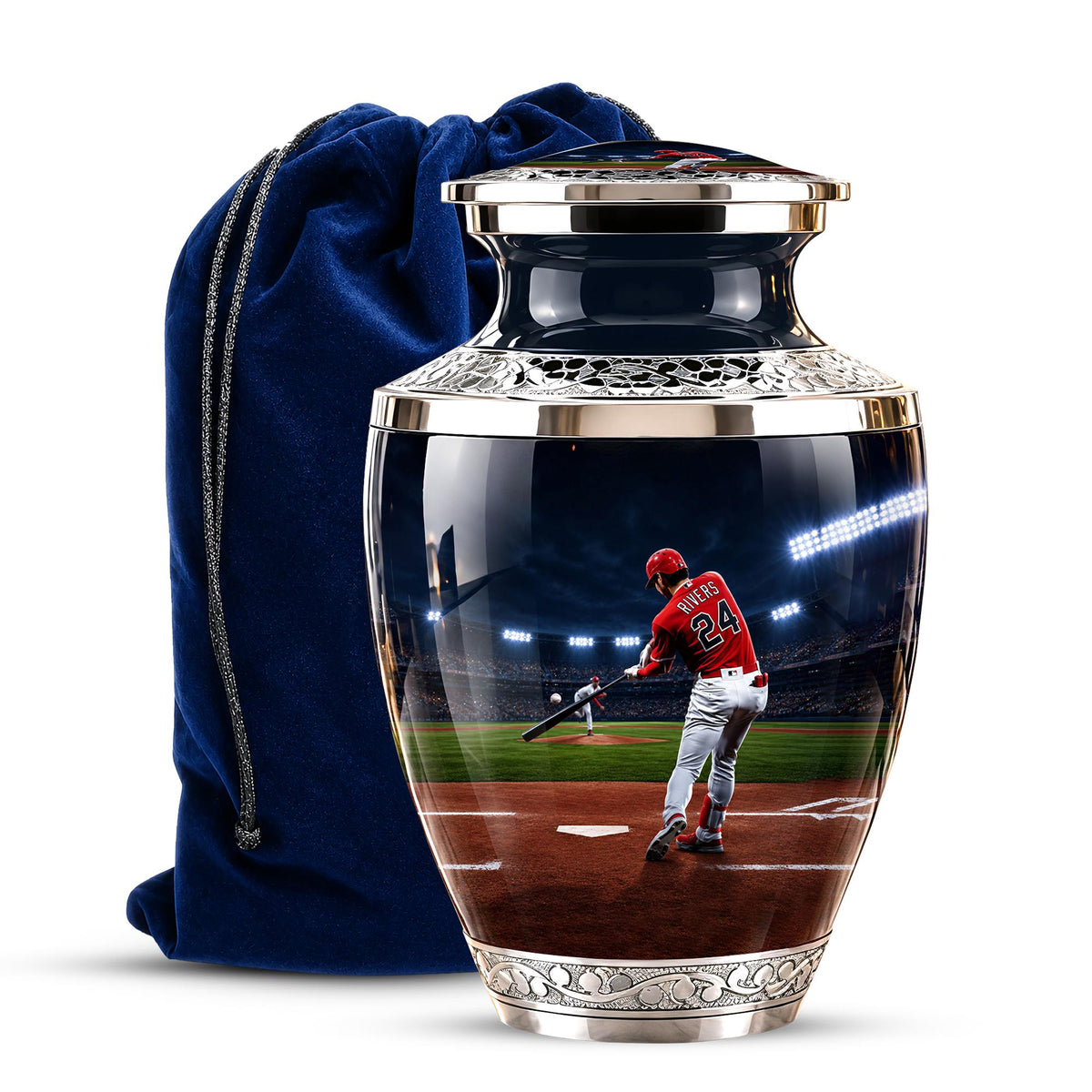 Baseball Player Cremation Urn for Ashes - Red Jersey Baseball Memorial Urn