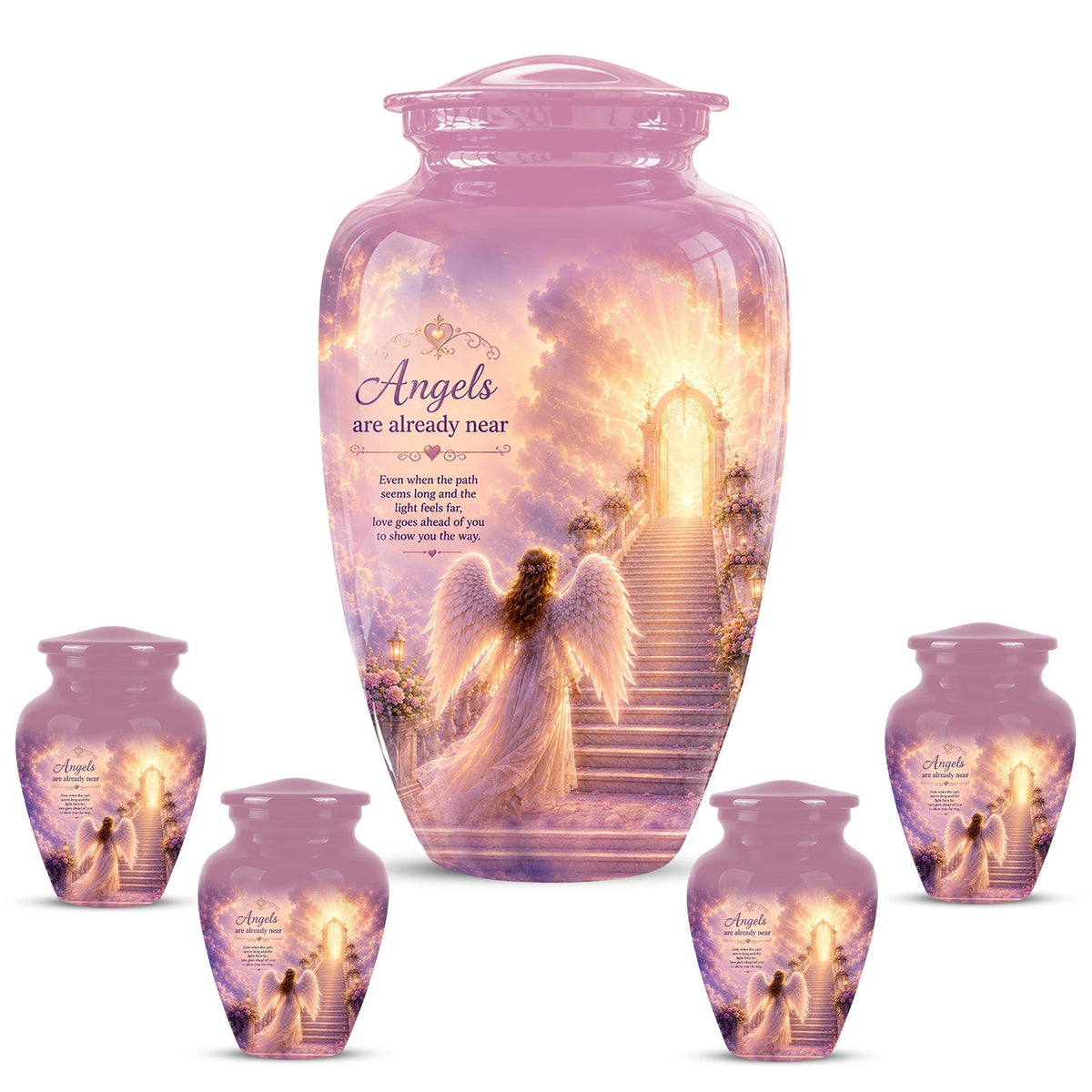 Personalized Angel Wings Urns for Human Ashes - Pink Crematon Urn for Adults