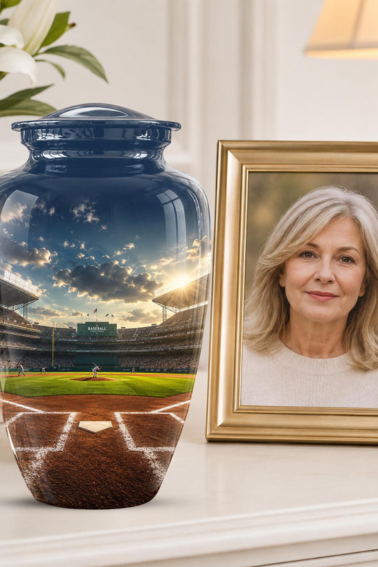 Baseball Stadium Cremation Urn for Ashes - Baseball Field Memorial Urn