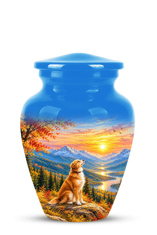 Personalized Golden Retriever Cremation Urn for Ashes, Mountain Dog Memorial Urn, Golden Retriever Tribute Urn - Nature Pet Memorial (200 Cubic)