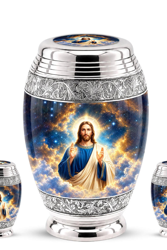 Personalized Jesus Cremation Urn - Celestial Christian Memorial Ashes Urn (200 Cubic)