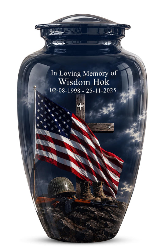 American Flag Military Urn ? Veteran Memorial Cremation Ashes Keepsake