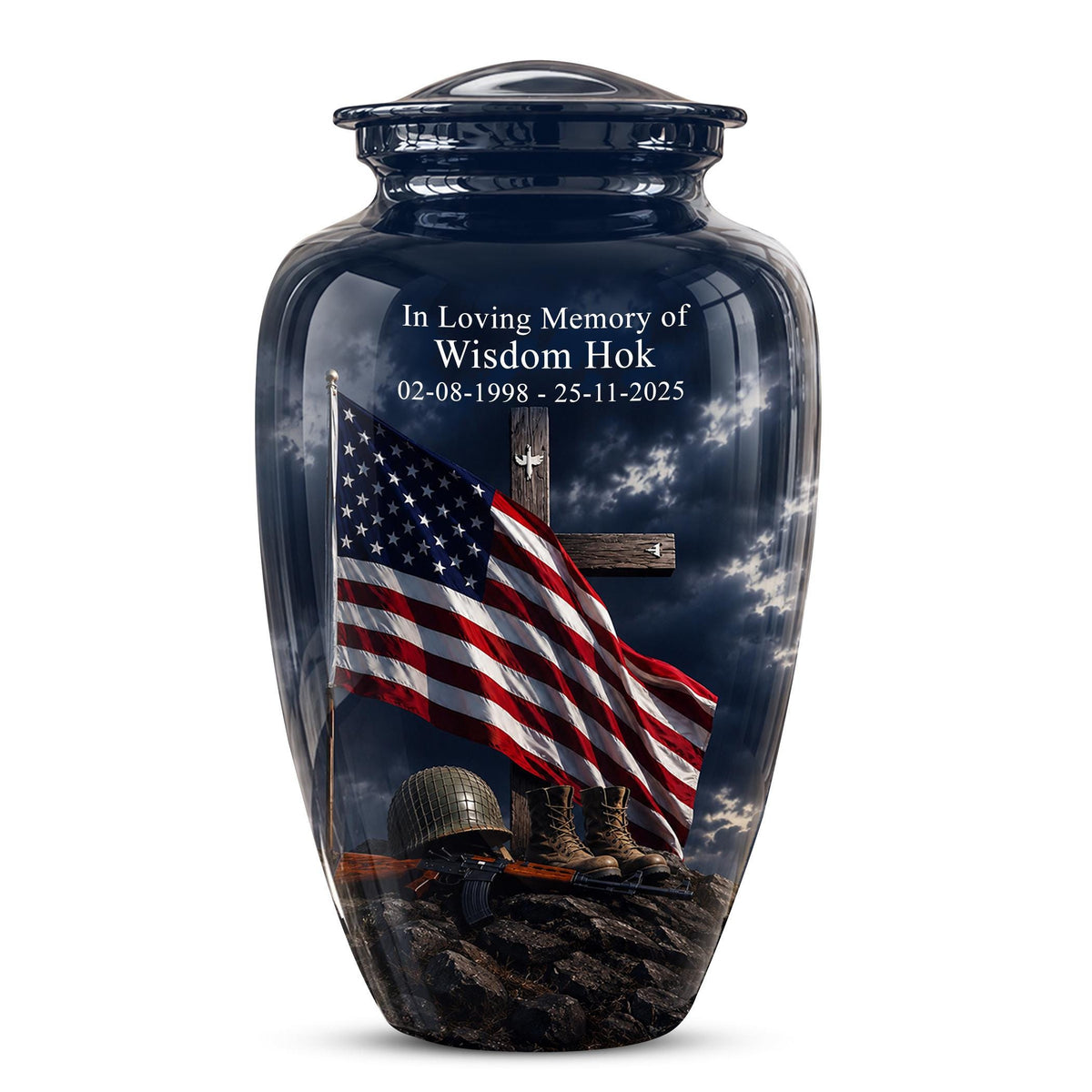 American Flag Military Urn ? Veteran Memorial Cremation Ashes Keepsake