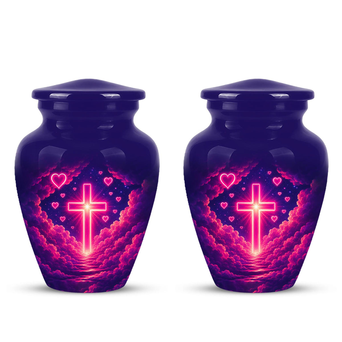 Christian Cremation Urn, Glowing Cross Memorial, Adult Ashes Urn, Religious Funeral Keepsake