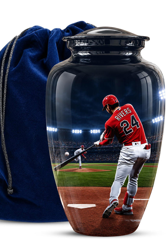Baseball Cremation Urn for Ashes - Baseball Player Memorial Urn