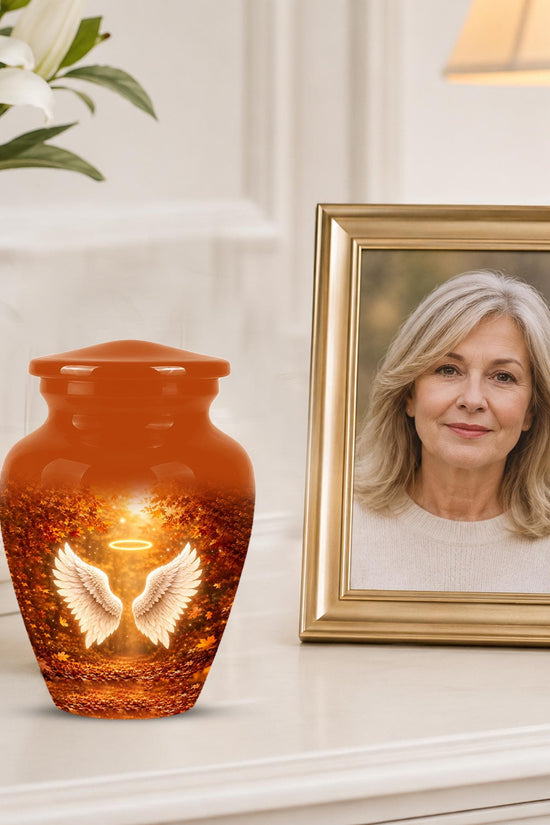 Personalized Angel Wings Cremation Urn - Autumn Heaven Keepsake Ashes Memorial