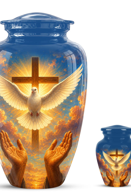 Dove Cross Cremation Urn - Religious Memorial Ashes Keepsake