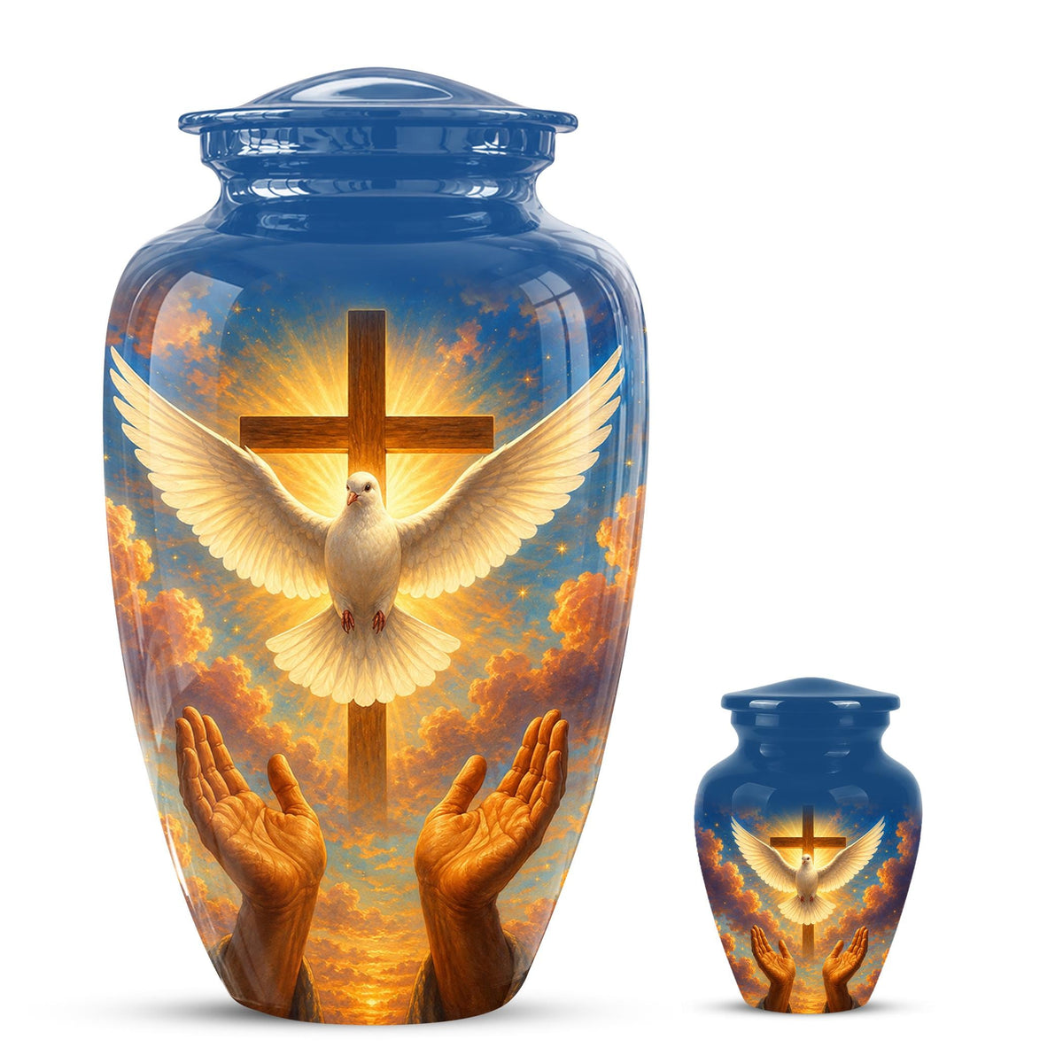 Dove Cross Cremation Urn - Religious Memorial Ashes Keepsake