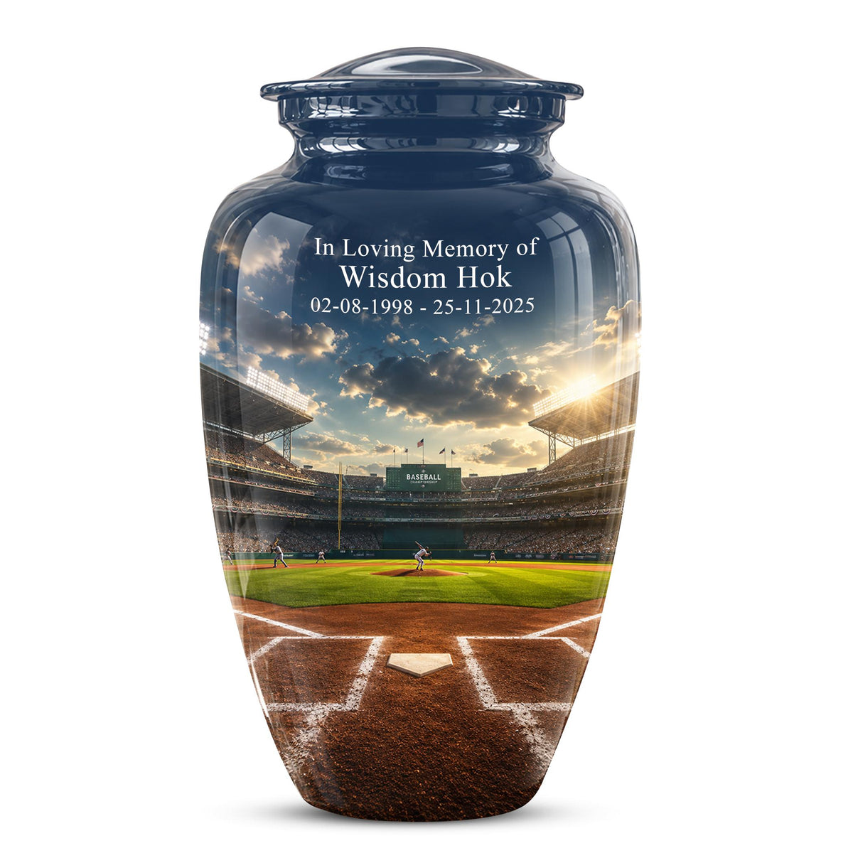 Baseball Stadium Cremation Urn for Ashes - Baseball Field Memorial Urn