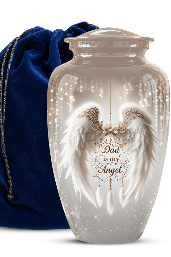 Personalized Dad Memorial Urn - Angel Wings Funeral Urns