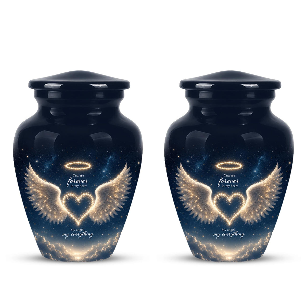 Forever in My Heart Memorial Urn - Personalized Angel Wings Cremation Urn,Custom Remembrance Keepsake