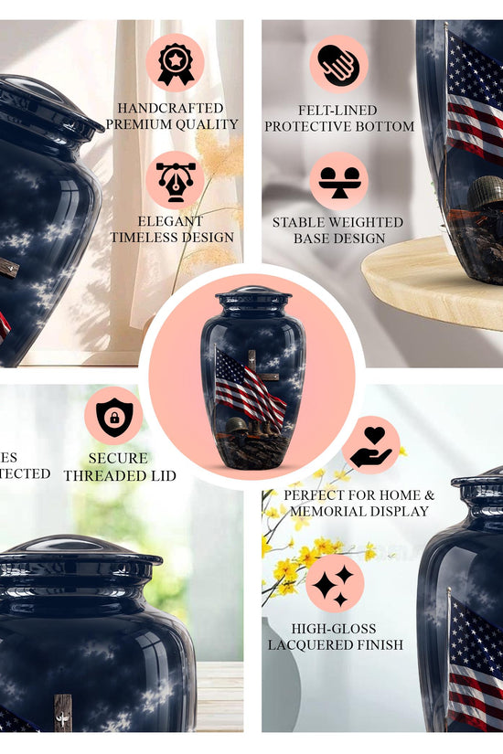 American Flag Military Urn ? Veteran Memorial Cremation Ashes Keepsake