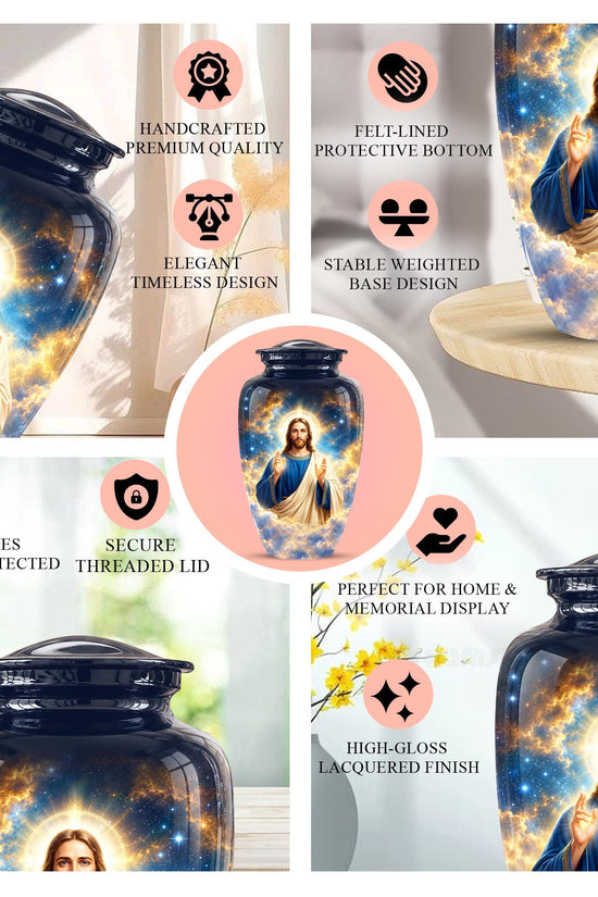Personalized Jesus Cremation Urn - Christian Memorial Ashes (200 Cubic)