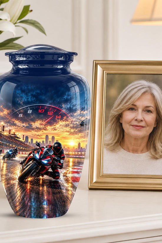 Personalized Motocross Cremation Urn, Custom Dirt Bike Memorial Ashes (200 Cubic)
