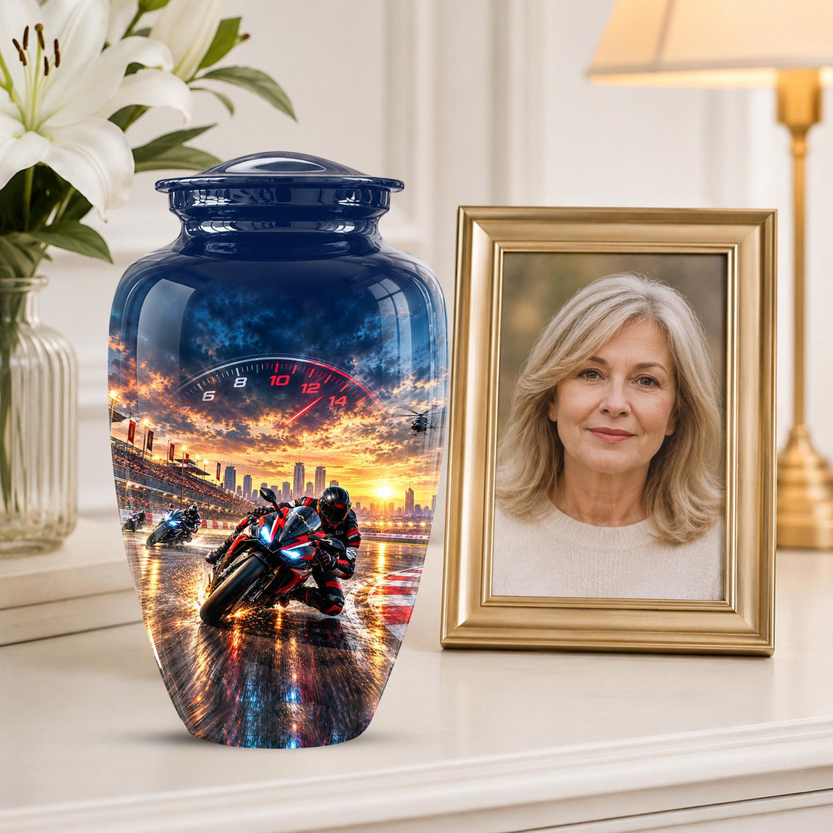 Personalized Motocross Cremation Urn, Custom Dirt Bike Memorial Ashes (200 Cubic)