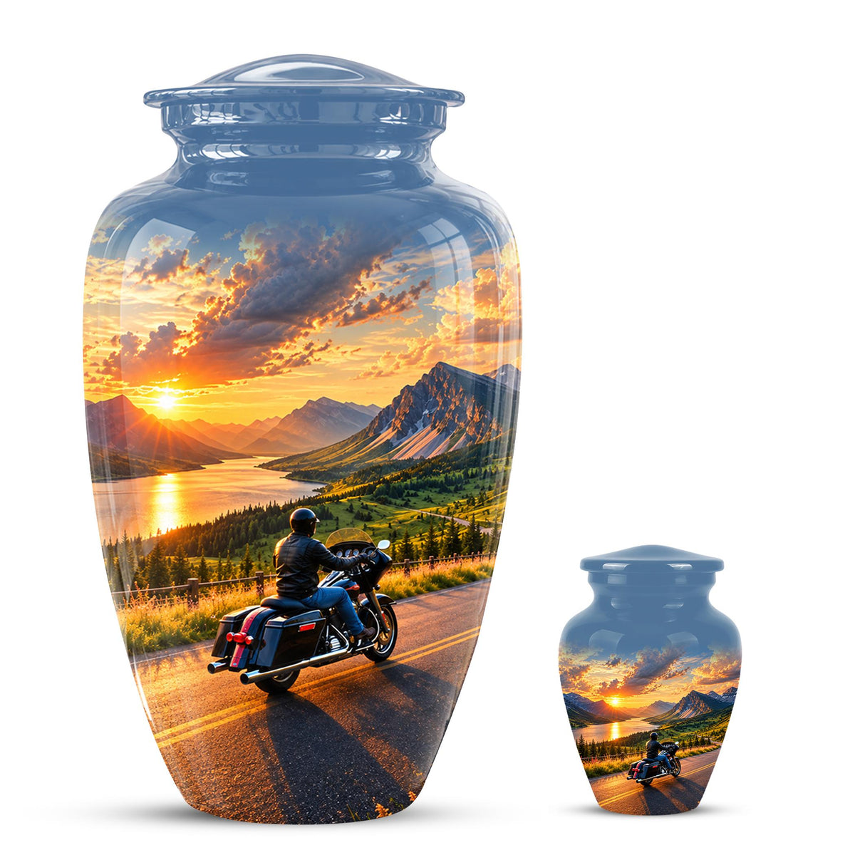 Personalized Motorcycle Cremation Urn, Memorial Urn for Ashes, Mountain Road Biker Tribute, 200 Cubic
